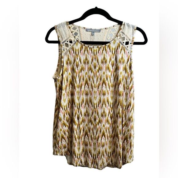 NWT Daniel Rainn Women’s Tan/Cream Embroidered Tank Top Blouse - Size Small - Picture 2 of 10